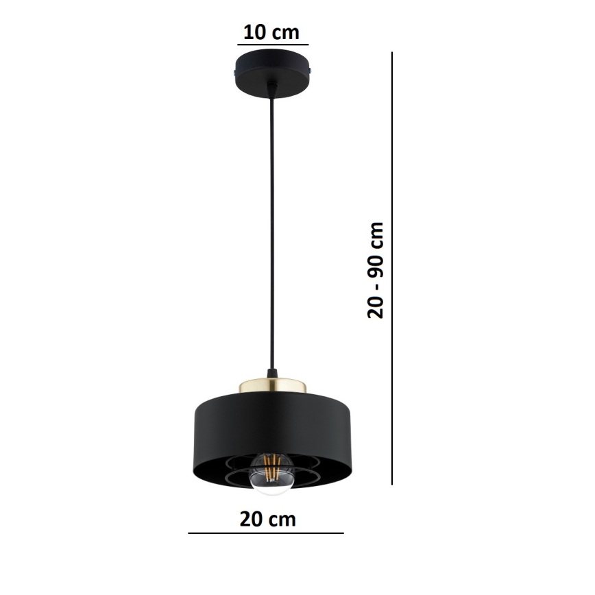 Brilagi - Lampada a sospensione con cavo SPRING 1xE27/60W/230V Ø 20 cm nero/oro