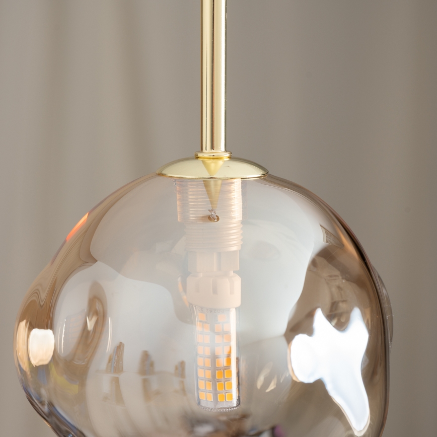 BRILAGI - Lampada a sospensione con cavo VULCANO 1xG9/8W/230V Ø 15 cm oro/beige fumé