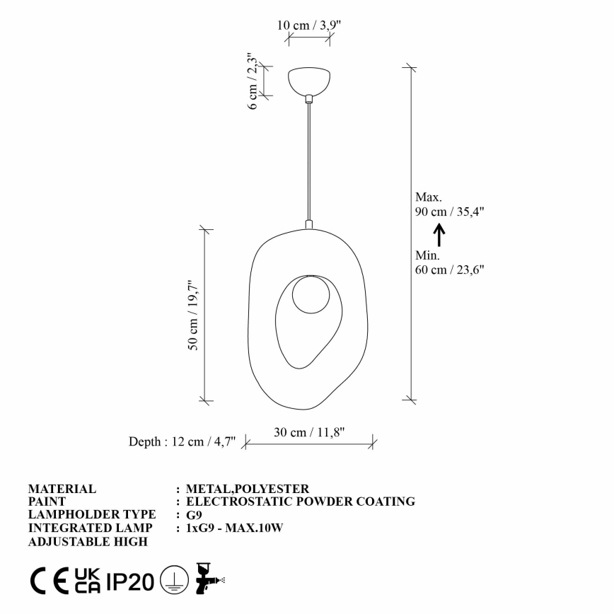 Brilagi - Lampada a sospensione con cavo WABI SABI 1xE27/40W/230V colore crema