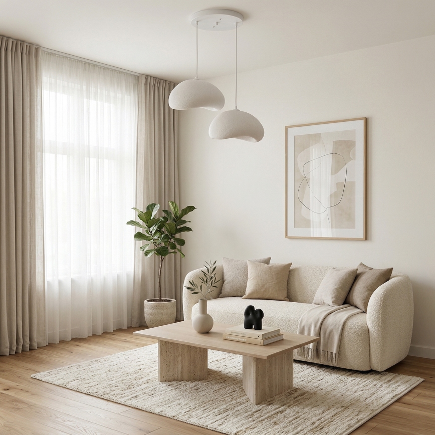 Brilagi - Lampada a sospensione con cavo WABI SABI, 2xE27/40W/230V, Ø 60 cm, bianco