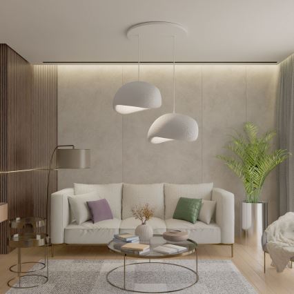 Brilagi - Lampada a sospensione con cavo WABI SABI, 2xE27/40W/230V, Ø 60 cm, bianco