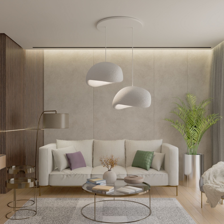 Brilagi - Lampada a sospensione con cavo WABI SABI, 2xE27/40W/230V, Ø 60 cm, bianco