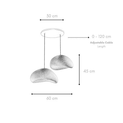 Brilagi - Lampada a sospensione con cavo WABI SABI, 2xE27/40W/230V, Ø 60 cm, bianco