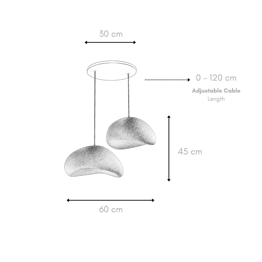 Brilagi - Lampada a sospensione con cavo WABI SABI, 2xE27/40W/230V, Ø 60 cm, bianco