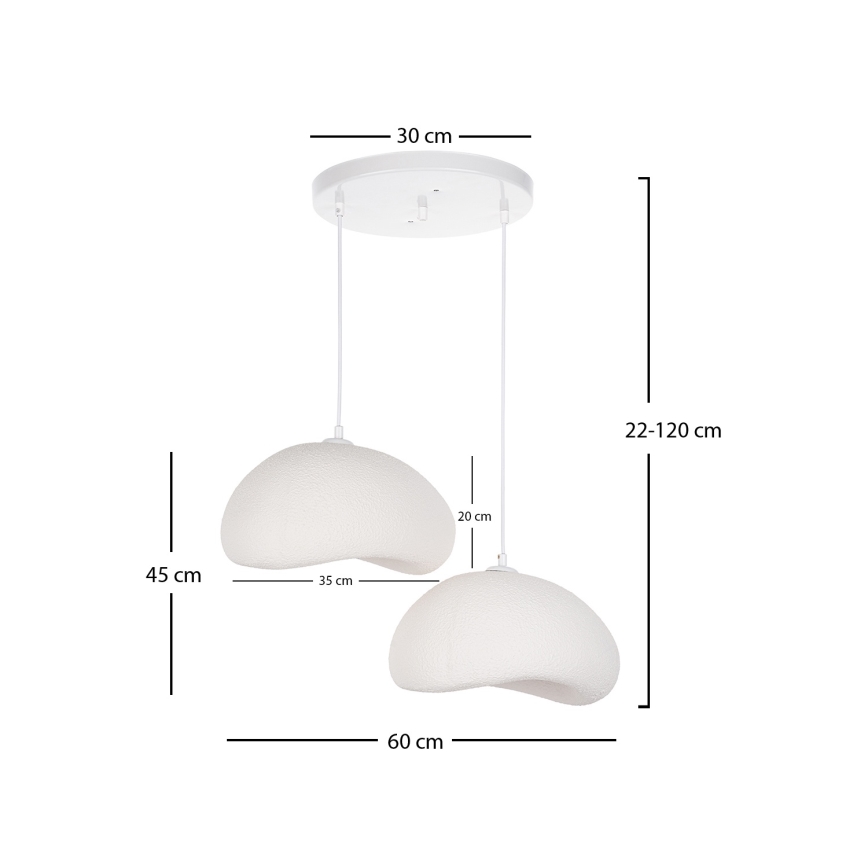 Brilagi - Lampada a sospensione con cavo WABI SABI, 2xE27/40W/230V, Ø 60 cm, bianco