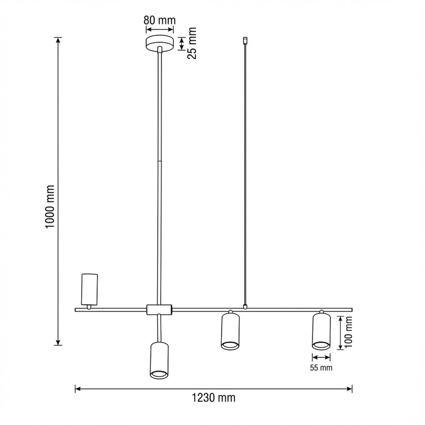 Brilagi - Lampada a sospensione CRANE con cavo 4xGU10/30W/230V, nera