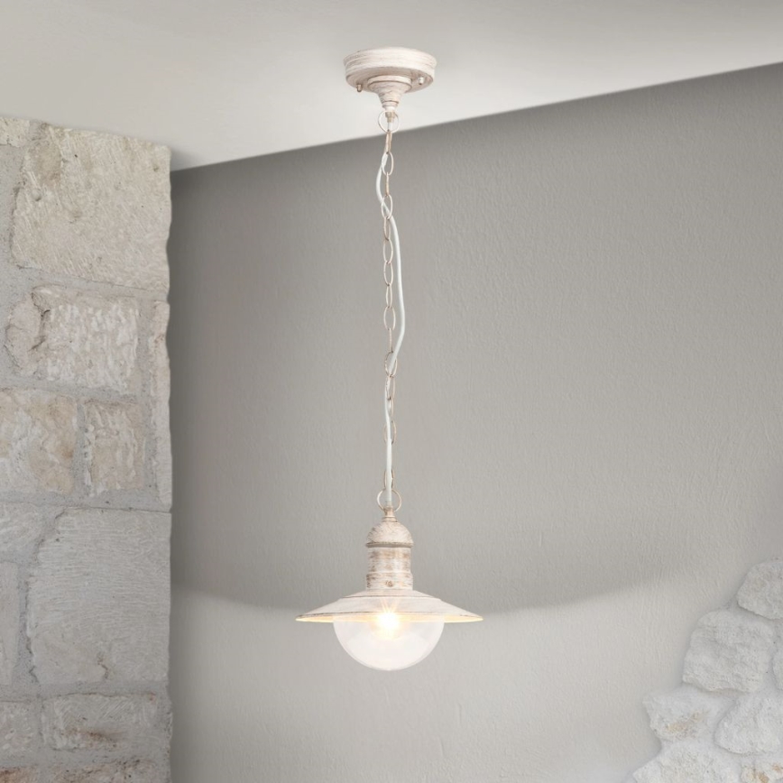 Brilagi - Lampada a sospensione da esterno MOLDE 1xE27/60W IP44 bianco/patina