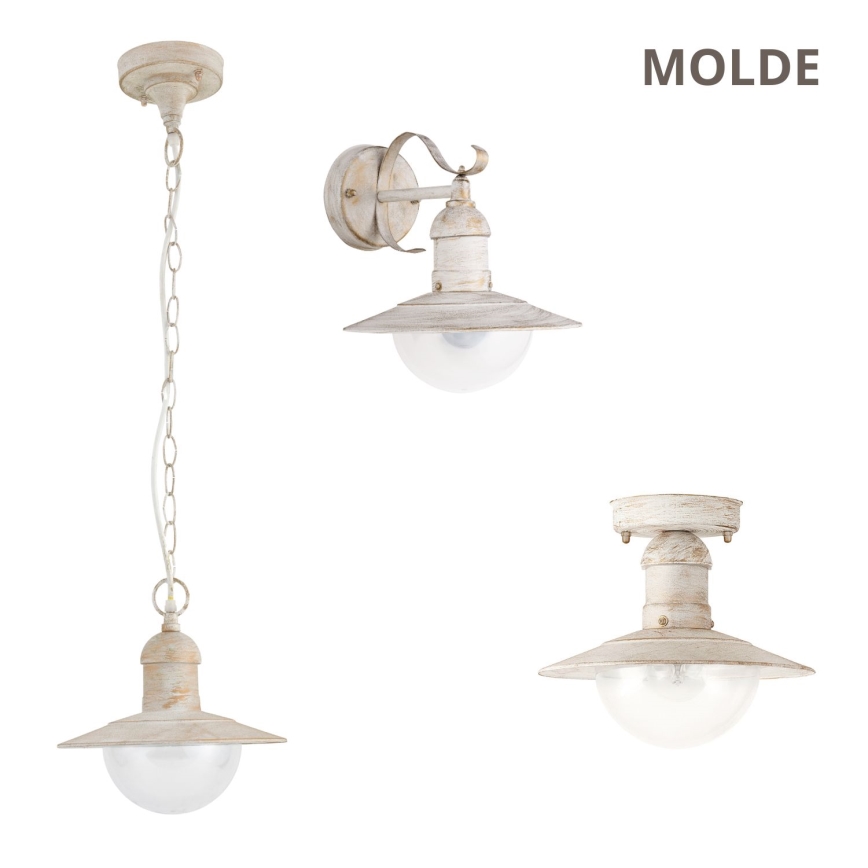 Brilagi - Lampada a sospensione da esterno MOLDE 1xE27/60W IP44 bianco/patina