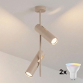 Brilagi - Lampada a sospensione dimmerabile LED RGBW su asta BRANCH 2xGU10/6,5W/230V 2700-6500K beige