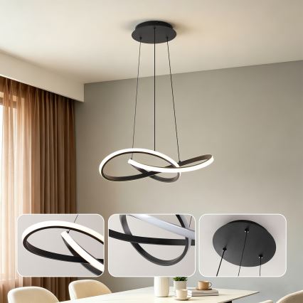 Brilagi - Lampadario LED dimmerabile su cavo INFINITY LED/55W/230V 3000-6000K 50x50 cm nero + telecomando