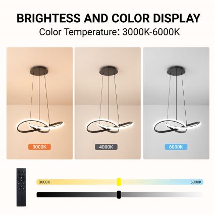 Brilagi - Lampadario LED dimmerabile su cavo INFINITY LED/55W/230V 3000-6000K 50x50 cm nero + telecomando