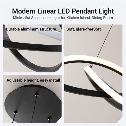 Brilagi - Lampadario LED dimmerabile su cavo INFINITY LED/55W/230V 3000-6000K 50x50 cm nero + telecomando