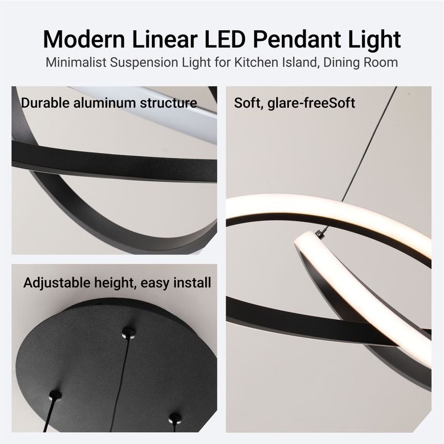 Brilagi - Lampadario LED dimmerabile su cavo INFINITY LED/55W/230V 3000-6000K 50x50 cm nero + telecomando