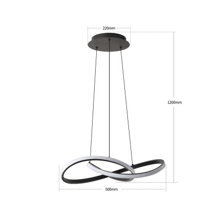 Brilagi - Lampadario LED dimmerabile su cavo INFINITY LED/55W/230V 3000-6000K 50x50 cm nero + telecomando