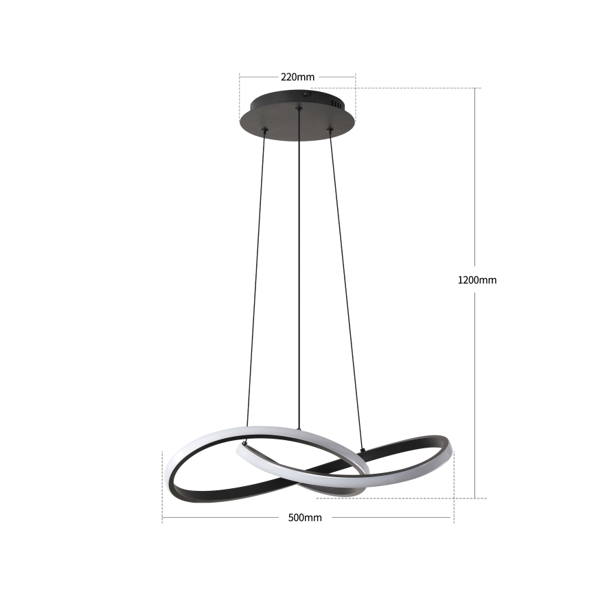 Brilagi - Lampadario LED dimmerabile su cavo INFINITY LED/55W/230V 3000-6000K 50x50 cm nero + telecomando
