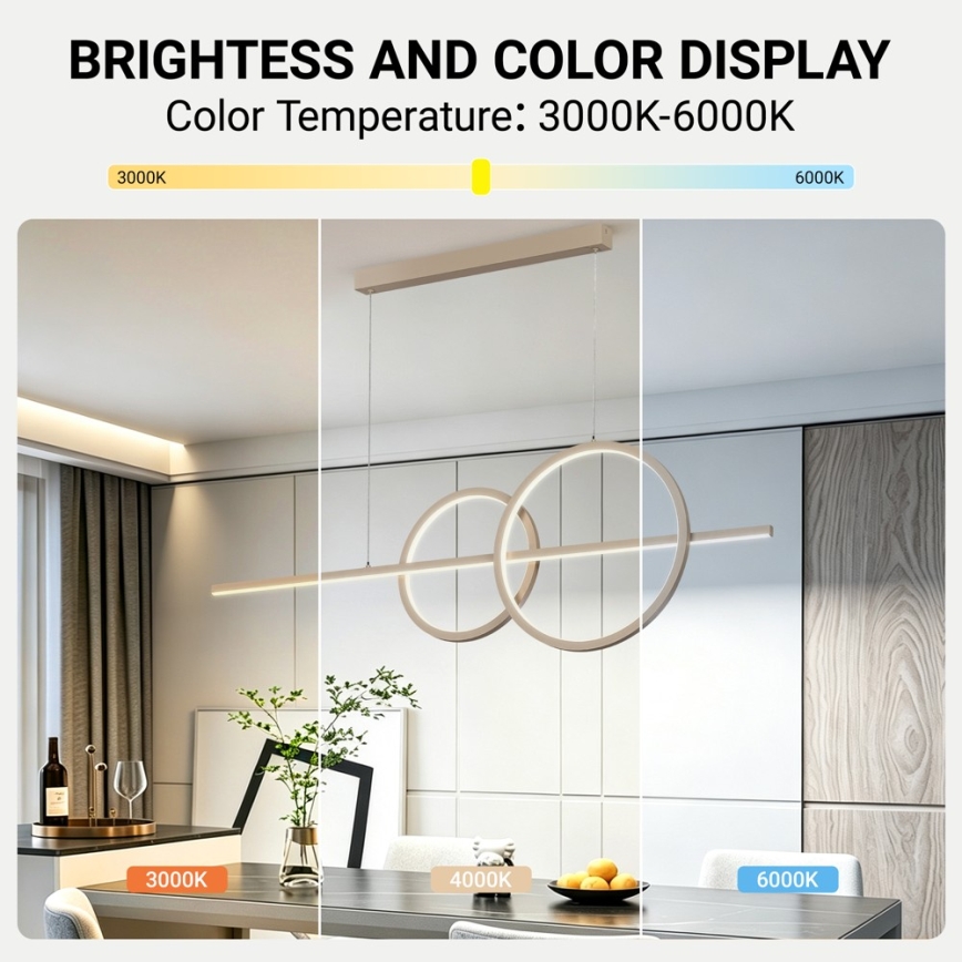 BRILAGI - Lampadario LED dimmerabile su cavo SIGNATURE LED/53W/230V 3000-6000K 120 cm beige+ telecomando
