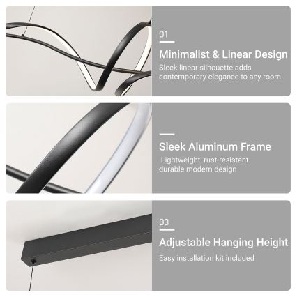 BRILAGI - LED Lampadario dimmerabile su cavo SIGNATURE LED/55W/230V 3000-6000K 120x23 cm nero + telecomando