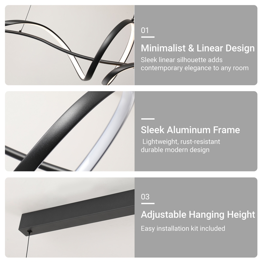 BRILAGI - LED Lampadario dimmerabile su cavo SIGNATURE LED/55W/230V 3000-6000K 120x23 cm nero + telecomando