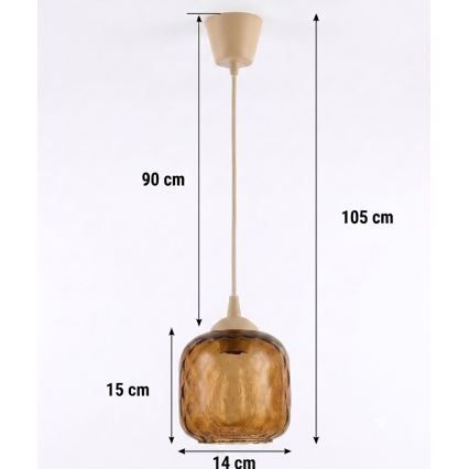 Brilagi - Lampadario LED a cavo RETRO GLASS 1xE27/60W/230V Ø 14 cm beige/marrone fumé