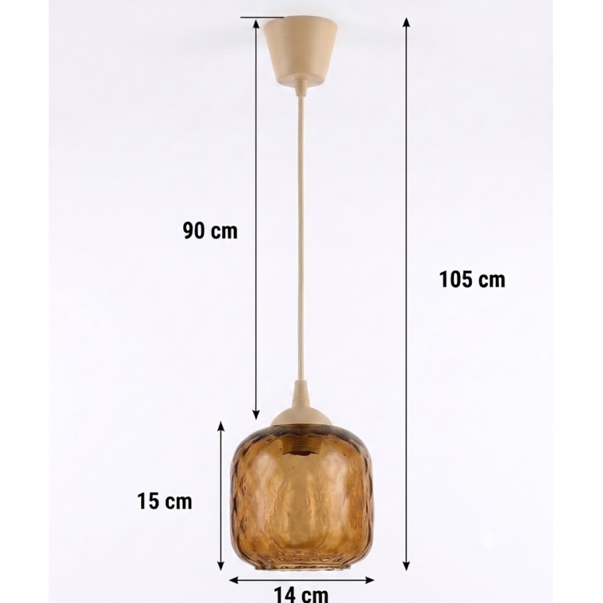 Brilagi - Lampadario LED a cavo RETRO GLASS 1xE27/60W/230V Ø 14 cm beige/marrone fumé