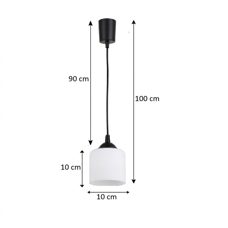 Brilagi - Lampada a sospensione LED a cavo RETRO GLASS 1xE27/60W/230V Ø 14 cm nero/bianco