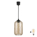BRILAGI - Lampada a sospensione LED a cavo RETRO GLASS 1xE27/60W/230V Ø 14 cm nero/marrone fumé