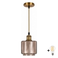 BRILAGI - Lampada a sospensione LED a cavo RETRO GLASS 1xE27/60W/230V Ø 15 cm oro/beige fumé