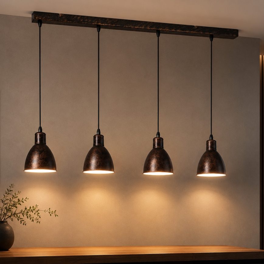 Brilagi - Lampada a sospensione LED a cavo RIDDY 4xE27/60W/230V ramata/patina