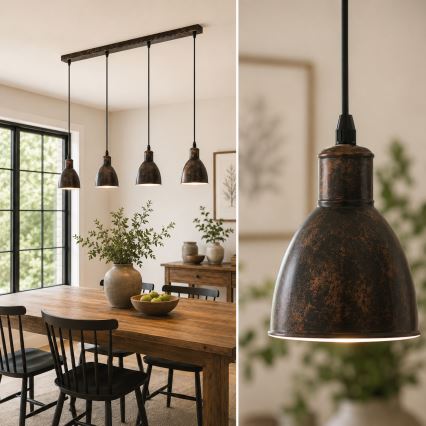 Brilagi - Lampada a sospensione LED a cavo RIDDY 4xE27/60W/230V ramata/patina