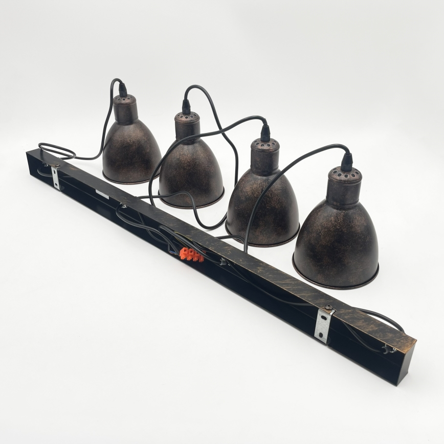 Brilagi - Lampada a sospensione LED a cavo RIDDY 4xE27/60W/230V ramata/patina