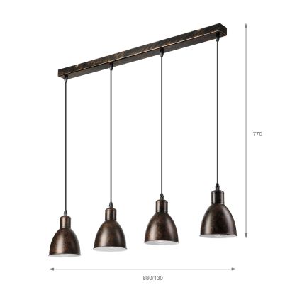 Brilagi - Lampada a sospensione LED a cavo RIDDY 4xE27/60W/230V ramata/patina