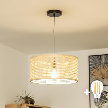 Brilagi - Lampada a sospensione LED CERIA BOHO su cavo 1xE27/40W/230V Ø 25 cm bambù