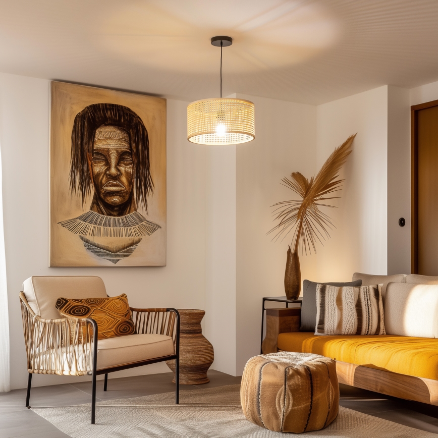 Brilagi - Lampada a sospensione LED CERIA BOHO su cavo 1xE27/40W/230V Ø 25 cm bambù