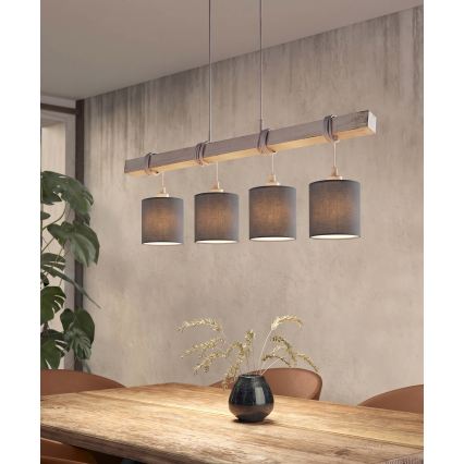 Brilagi - Lampada a sospensione LED con cavo NUBILA 4xE27/60W/230V grigio/antracite
