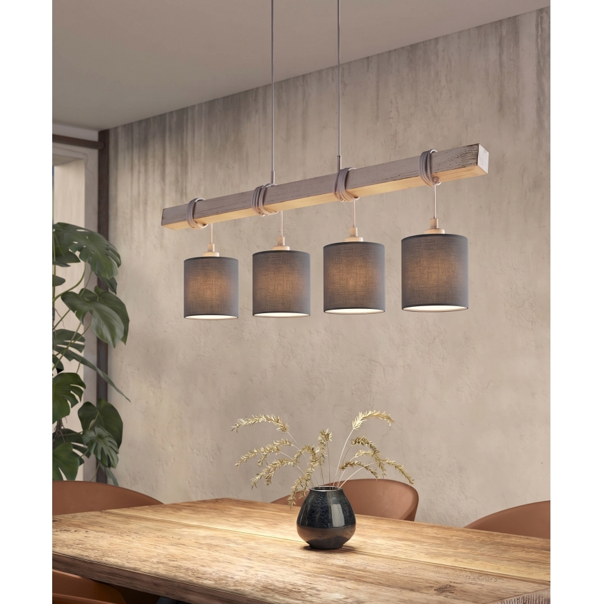 Brilagi - Lampada a sospensione LED con cavo NUBILA 4xE27/60W/230V grigio/antracite