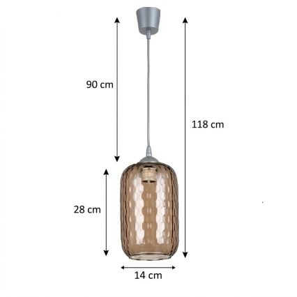 Brilagi - Lampadario LED a sospensione con cavo RETRO GLASS 1x E27/60W/230V Ø 14 cm argento/marrone fumé