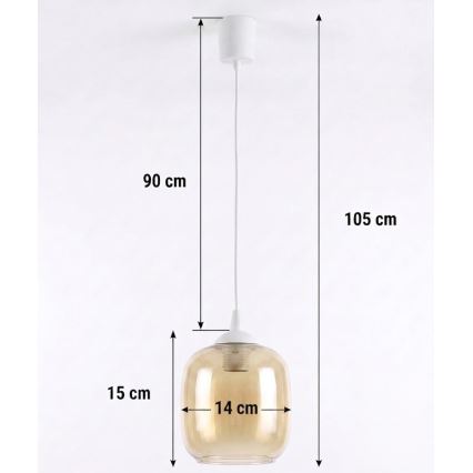 Brilagi - Lampada a sospensione LED su cavo RETRO GLASS 1xE27/60W/230V Ø 14 cm bianco/marrone fumé