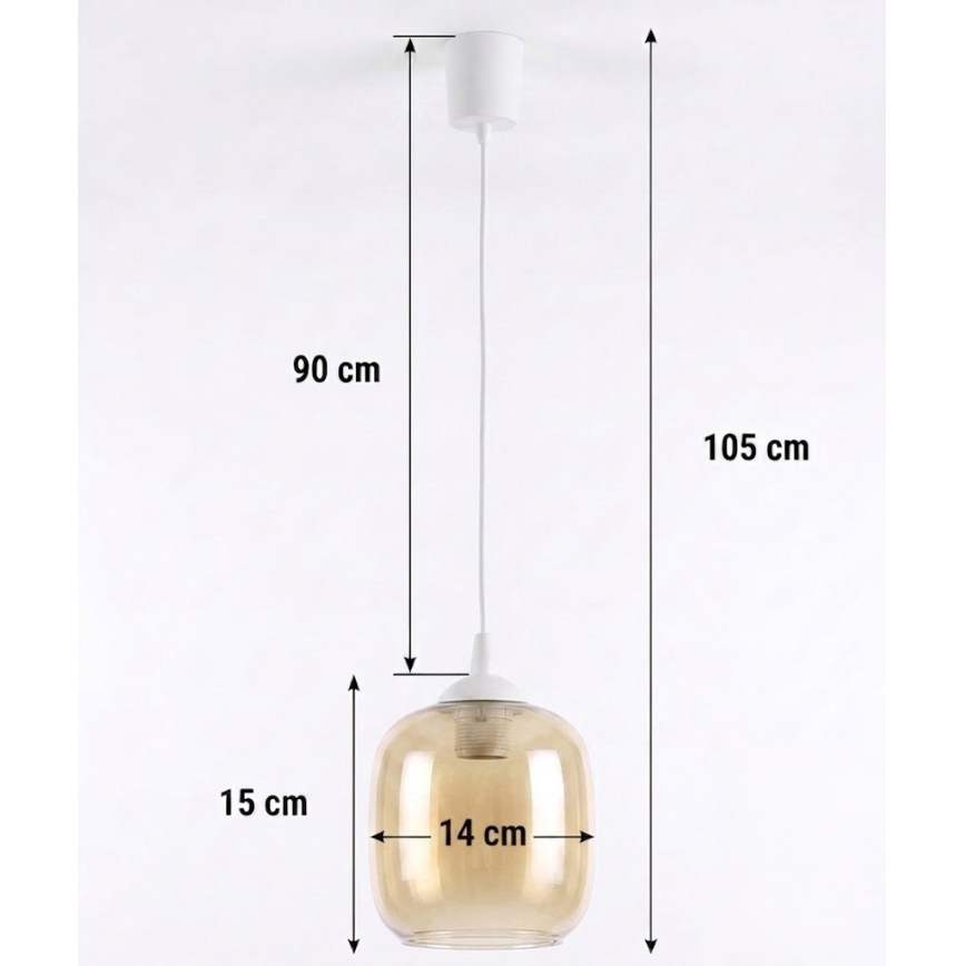 Brilagi - Lampada a sospensione LED su cavo RETRO GLASS 1xE27/60W/230V Ø 14 cm bianco/marrone fumé