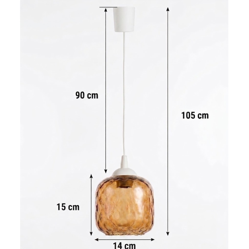 Brilagi - Lampadario LED a cavo RETRO GLASS 1xE27/60W/230V Ø 14 cm bianco/marrone fumé