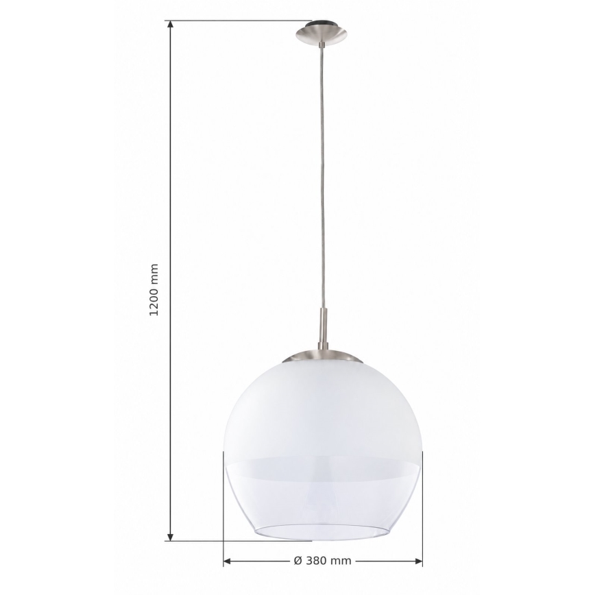 BRILAGI - Lampadario LED sospeso con cavo RETRO GLASS 1xE27/60W/230V Ø 38 cm cromo opaco/bianco