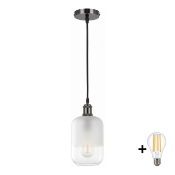 BRILAGI - Lampada a sospensione LED con cavo RETRO GLASS 1xE27/60W/230V Ø 14 cm nero/bianco