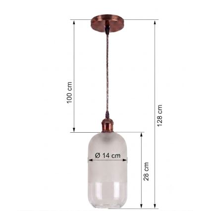 Brilagi - Lampada a sospensione LED con cavo RETRO GLASS 1xE27/60W/230V Ø 14 cm rame/bianco