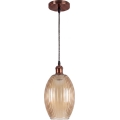 Brilagi - Lampada a sospensione LED con cavo RETRO GLASS 1xE27/60W/230V Ø 17 cm rame/beige fumé