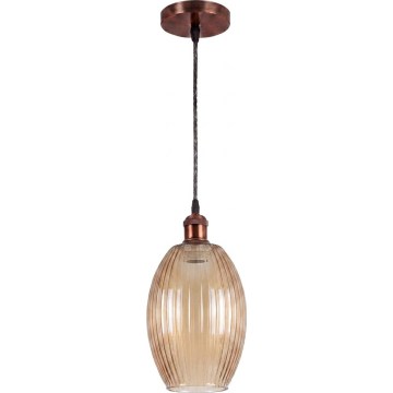 Brilagi - Lampada a sospensione LED con cavo RETRO GLASS 1xE27/60W/230V Ø 17 cm rame/beige fumé