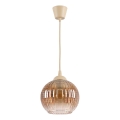Brilagi - Lampada a sospensione LED con cavo RETRO GLASS 1xE27/60W/230V Ø 18 cm beige/marrone fumé