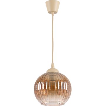 Brilagi - Lampada a sospensione LED con cavo RETRO GLASS 1xE27/60W/230V Ø 18 cm beige/marrone fumé