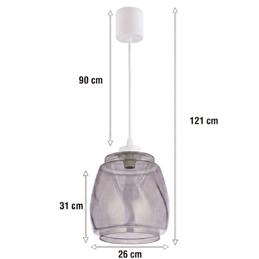 Brilagi - Lampadario LED a cavo RETRO GLASS 1xE27/60W/230V Ø 26 cm bianco/grigio fumé