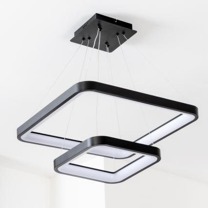 Brilagi - Lampadario LED dimmerabile a sospensione con cavo FALCON SLIM LED/78W/230V 3000-6500K 50x50 cm nero + telecomando