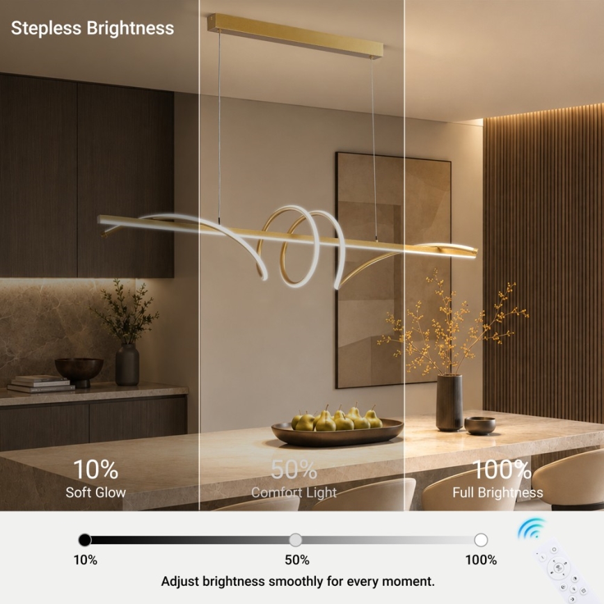 BRILAGI - LED lampadario dimmerabile su cavo SIGNATURE LED/50W/230V 3000-6000K 120 cm dorato + telecomando