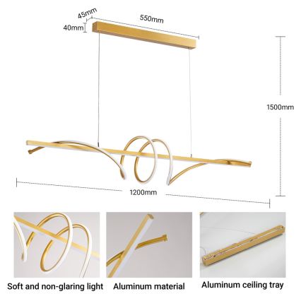 BRILAGI - LED lampadario dimmerabile su cavo SIGNATURE LED/50W/230V 3000-6000K 120 cm dorato + telecomando